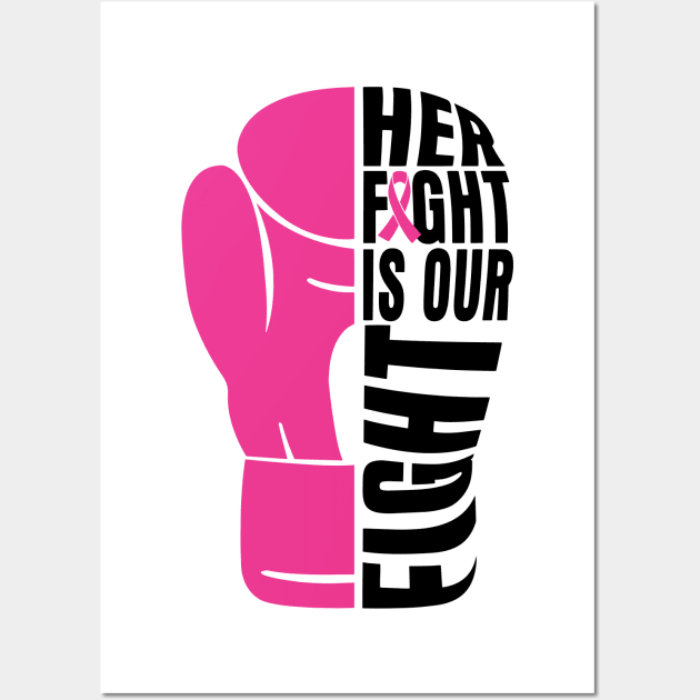 Her Fight Is Our Fight Breast Cancer Awareness Pink Ribbon Women Wall Art by DeenaMBeresford